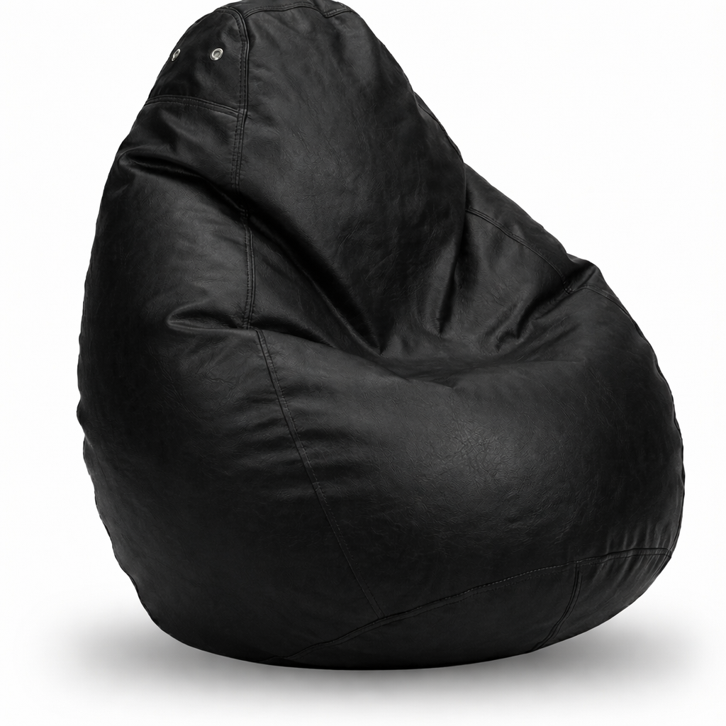 Puff Fofão Adulto com Enchimento e Courino Premium (Preto)