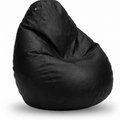 Puff Fofão Adulto com Enchimento e Courino Premium (Preto)