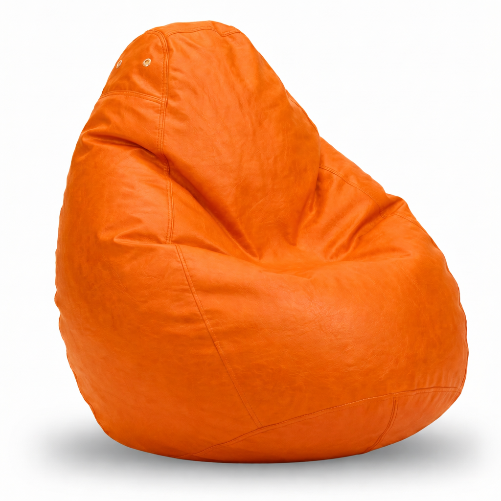 Puff Fofão Adulto com Enchimento e Courino Premium (Laranja)