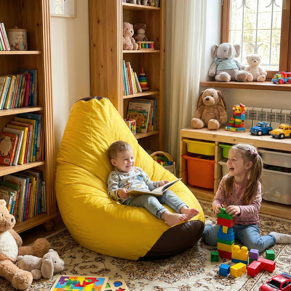 Puff Banana Infantil com Enchimento Courino Premium