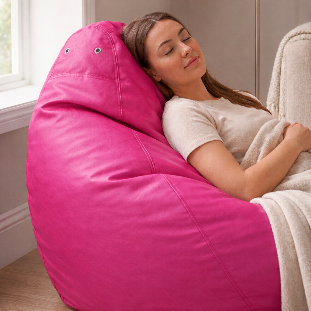 Puff Fofão Adulto com Enchimento e Courino Premium (Rosa Pink)