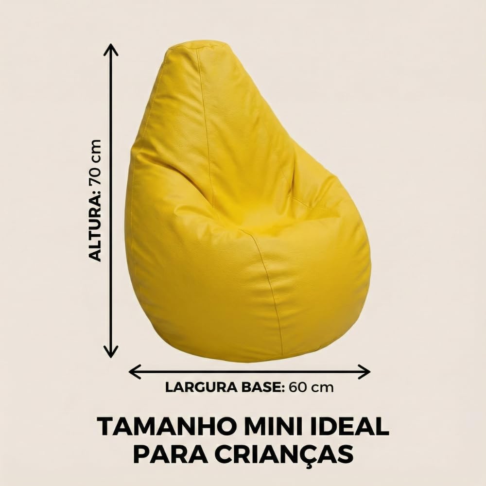 Puff Mini Pêra Infantil em Courino com Enchimento Sala Quarto Gamer Escolas