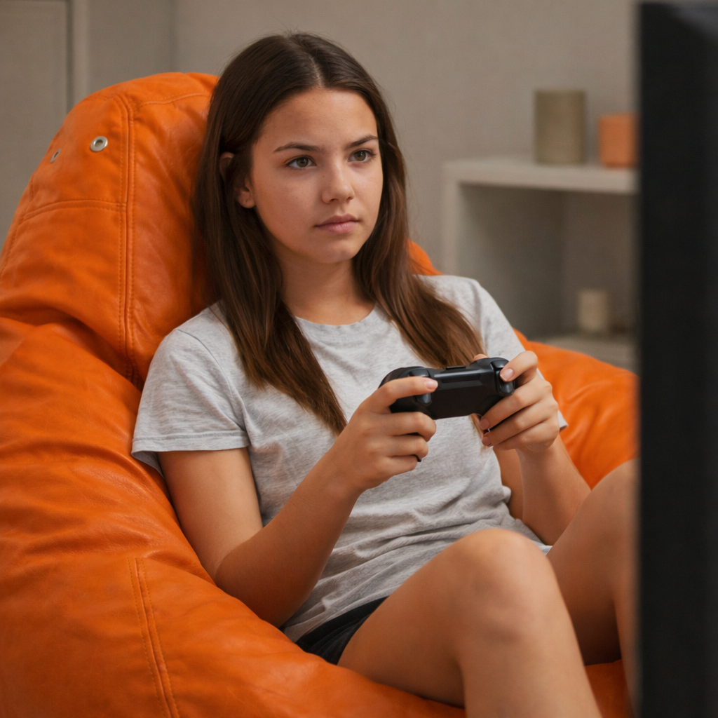 Puff Fofão Adulto com Enchimento e Courino Premium (Laranja)