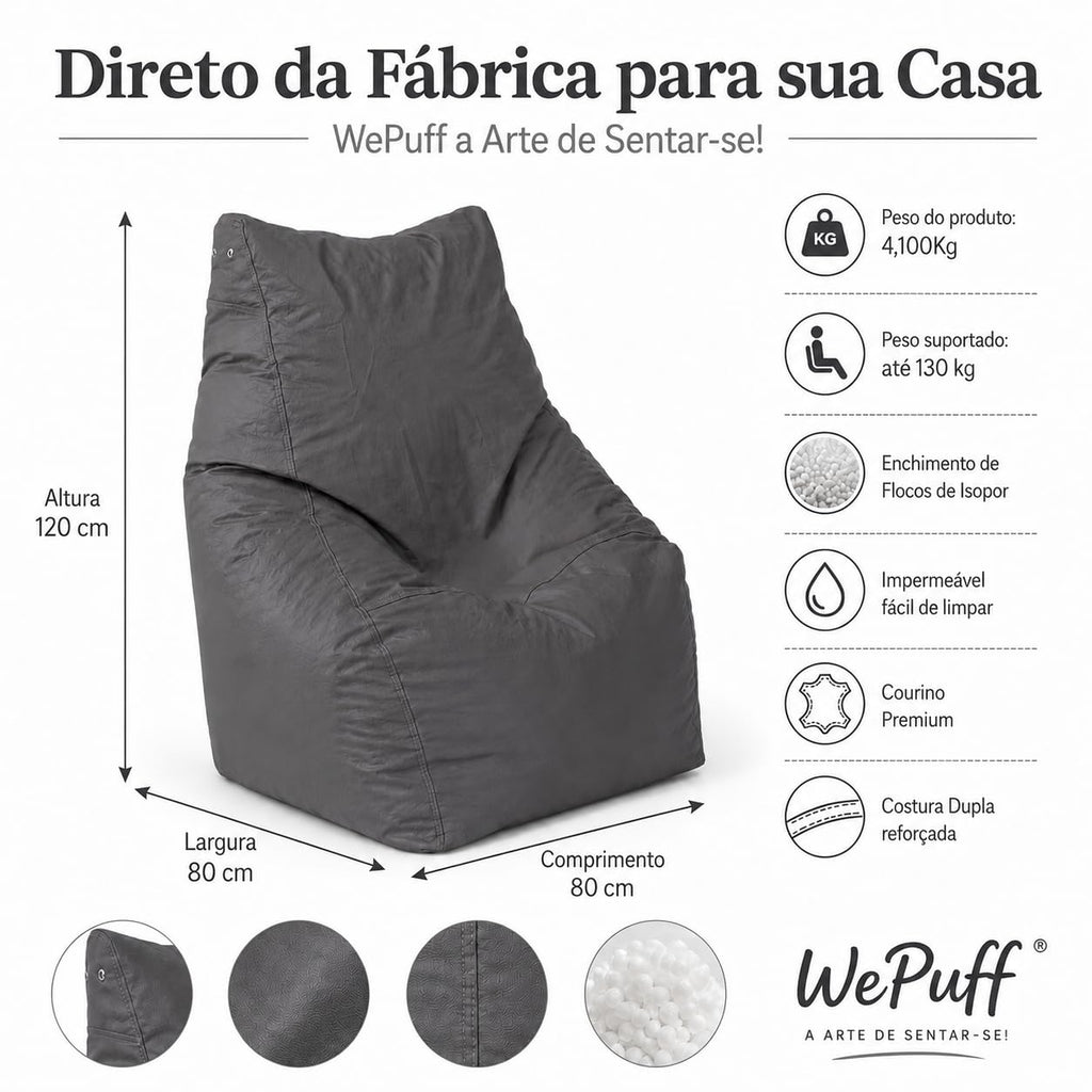 Puff Americano Grande com Enchimento em Courino Poltrona Sala Quarto Gamer