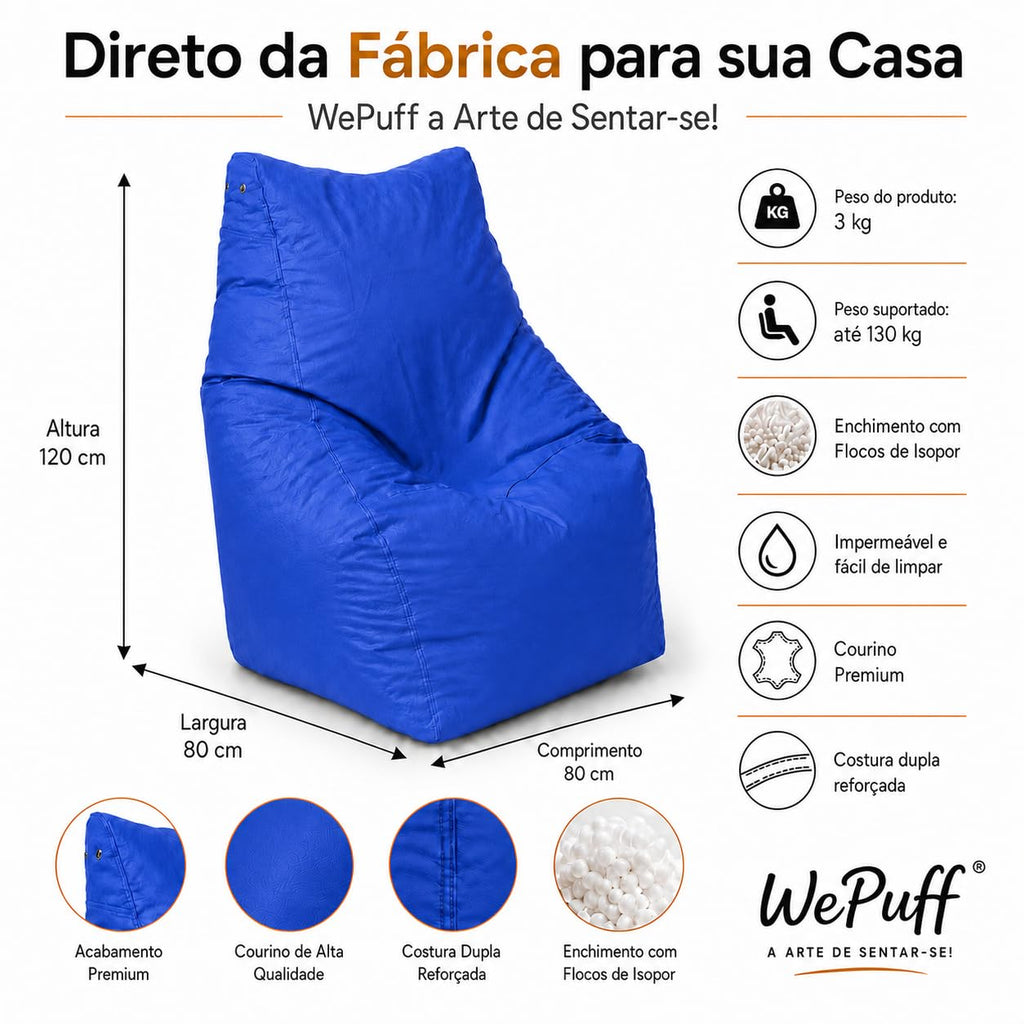 Puff Americano Grande com Enchimento em Courino Poltrona Sala Quarto Gamer