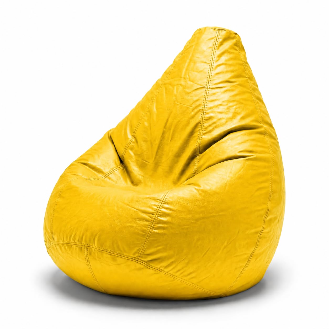 Puff Pêra Grande em Courino com Enchimento Impermeável Sala, Quarto Gamer — Amarelo