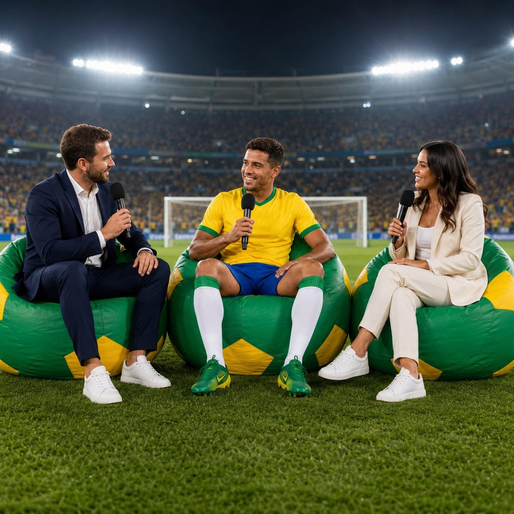 Puff Bola de Futebol Grande em Courino com Enchimento Sala Quarto Gamer