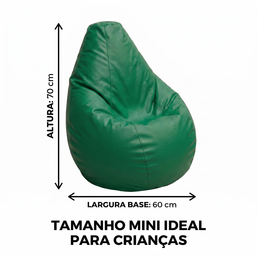 Puff Mini Pêra Infantil em Courino com Enchimento Sala Quarto Gamer Escolas