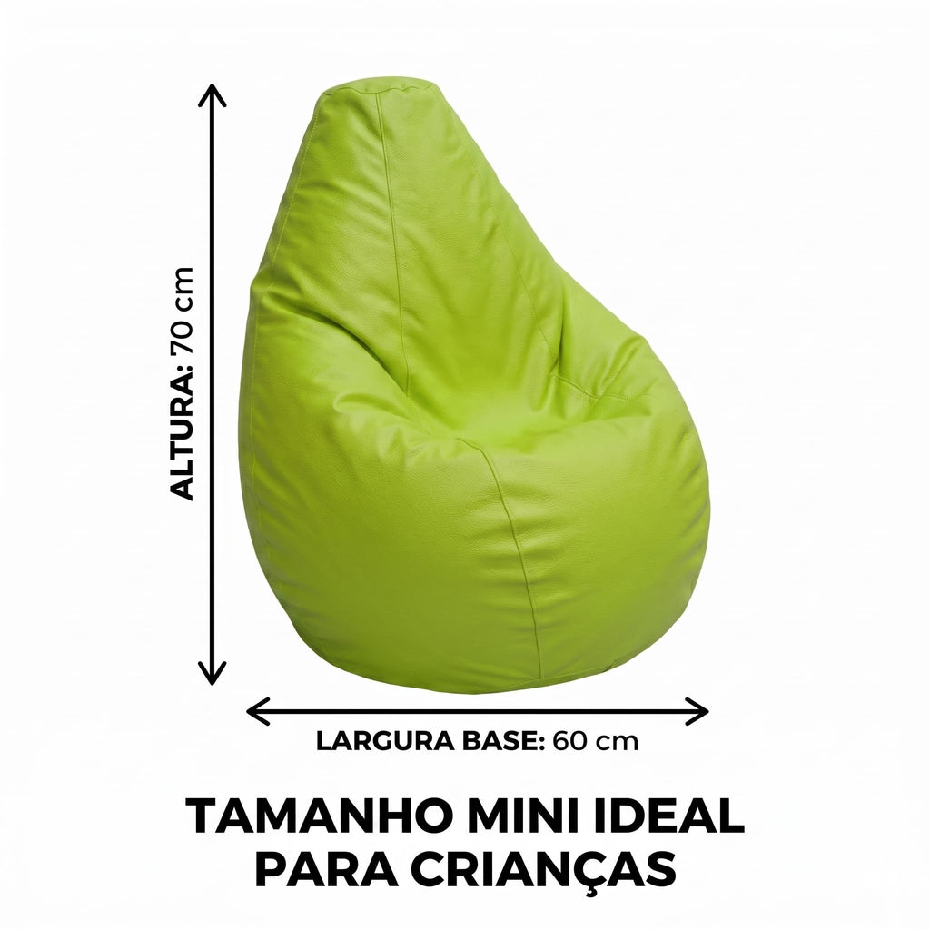 Puff Mini Pêra Infantil em Courino com Enchimento Sala Quarto Gamer Escolas