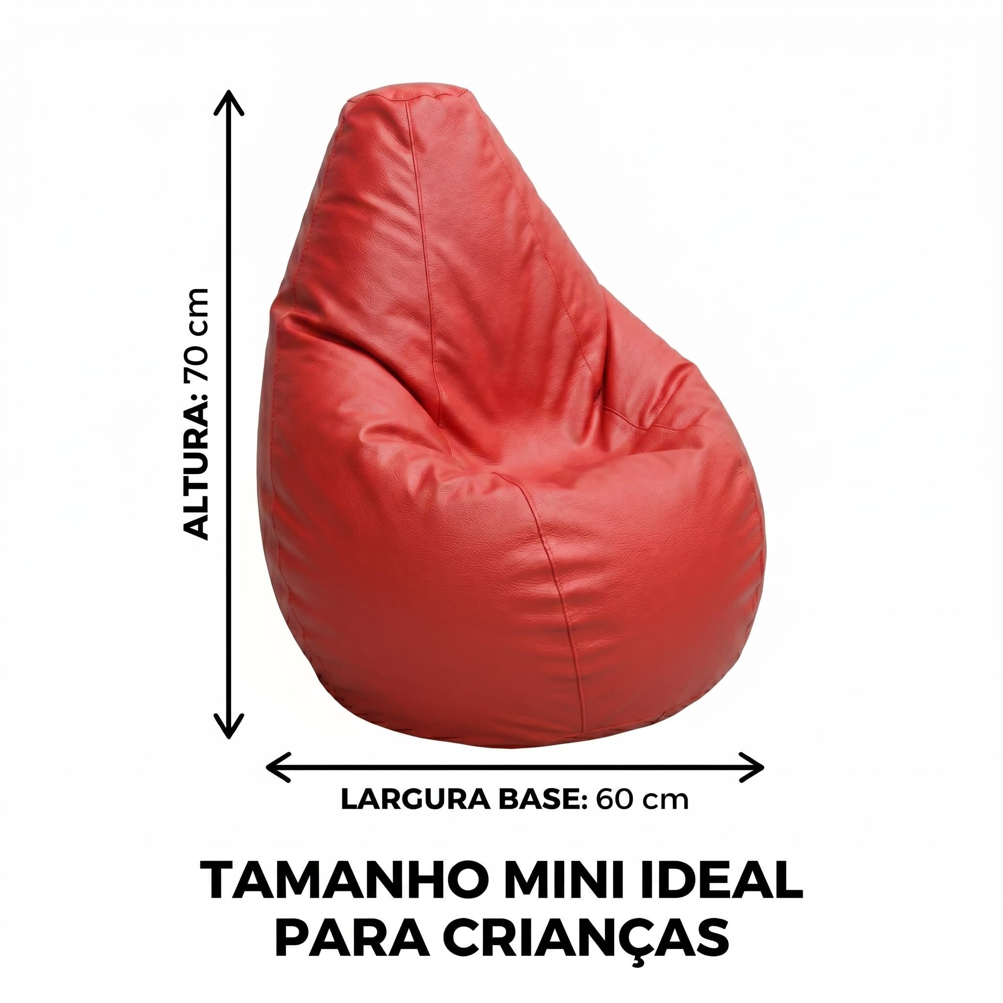 Puff Mini Pêra Infantil em Courino com Enchimento Sala Quarto Gamer Escolas
