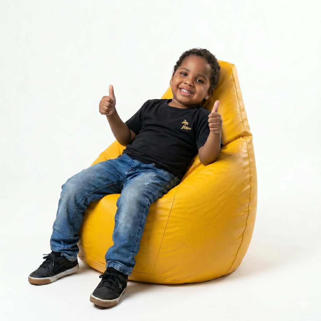 Puff Mini Pêra Infantil em Courino com Enchimento Sala Quarto Gamer Escolas — Amarelo
