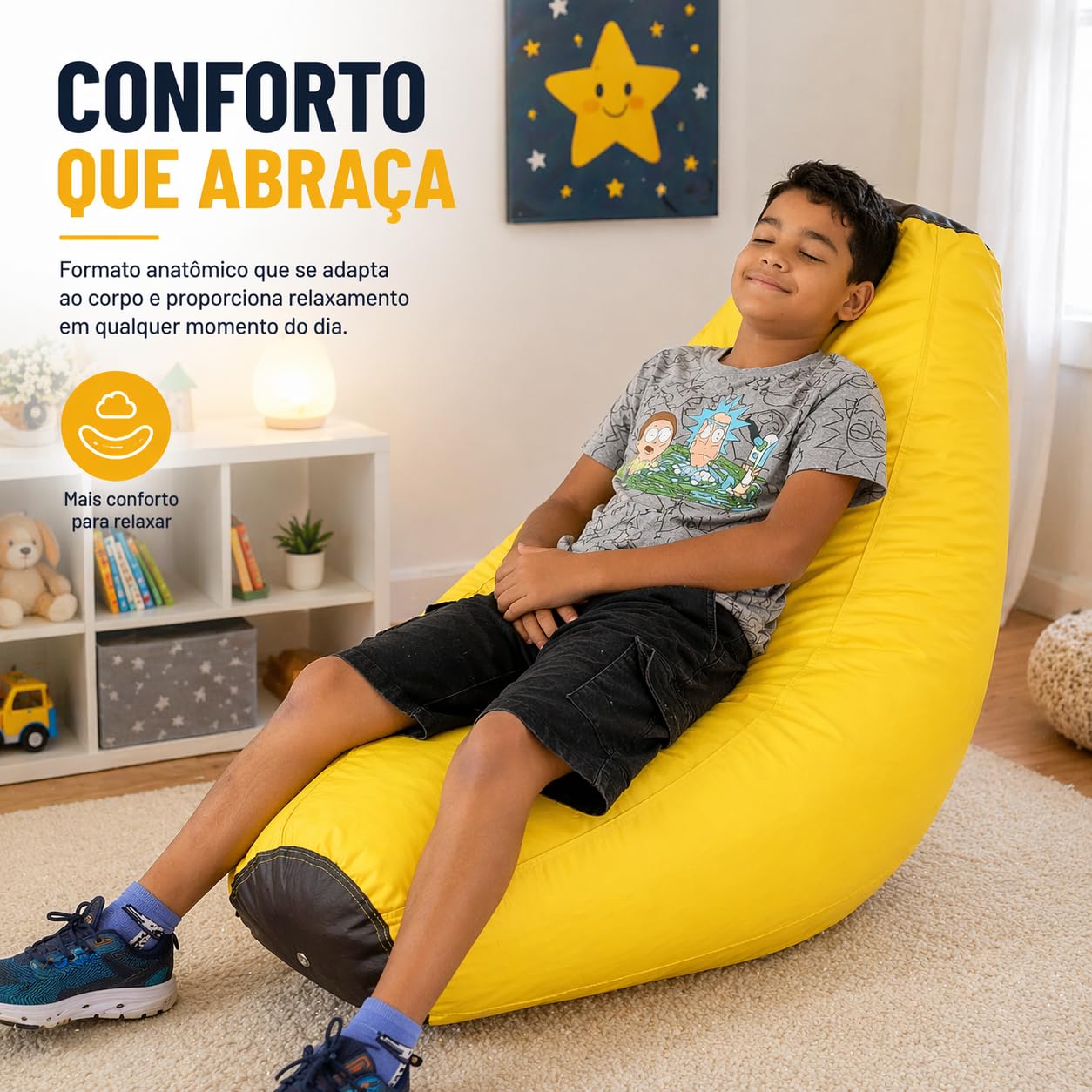 Puff Banana Infantil em Courino com Enchimento Sala Quarto Escolas