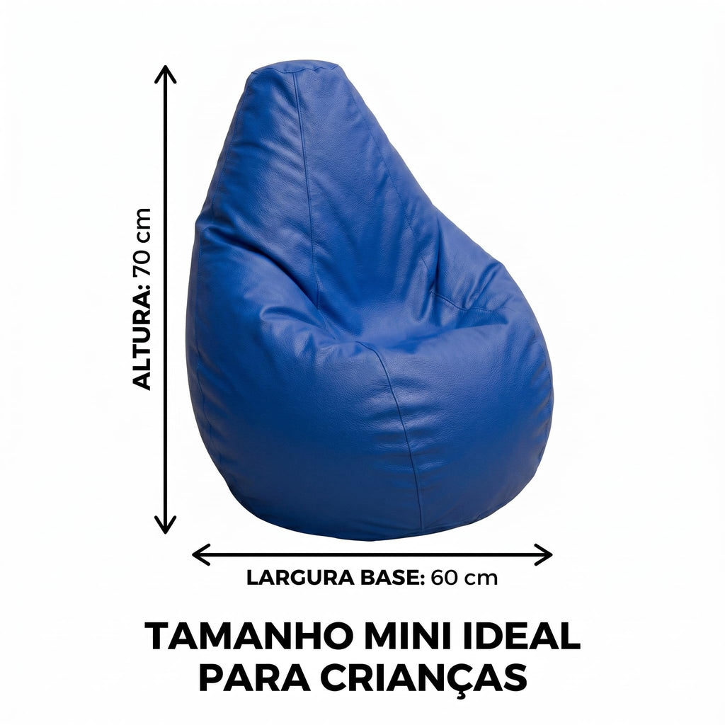 Puff Mini Pêra Infantil em Courino com Enchimento Sala Quarto Gamer Escolas