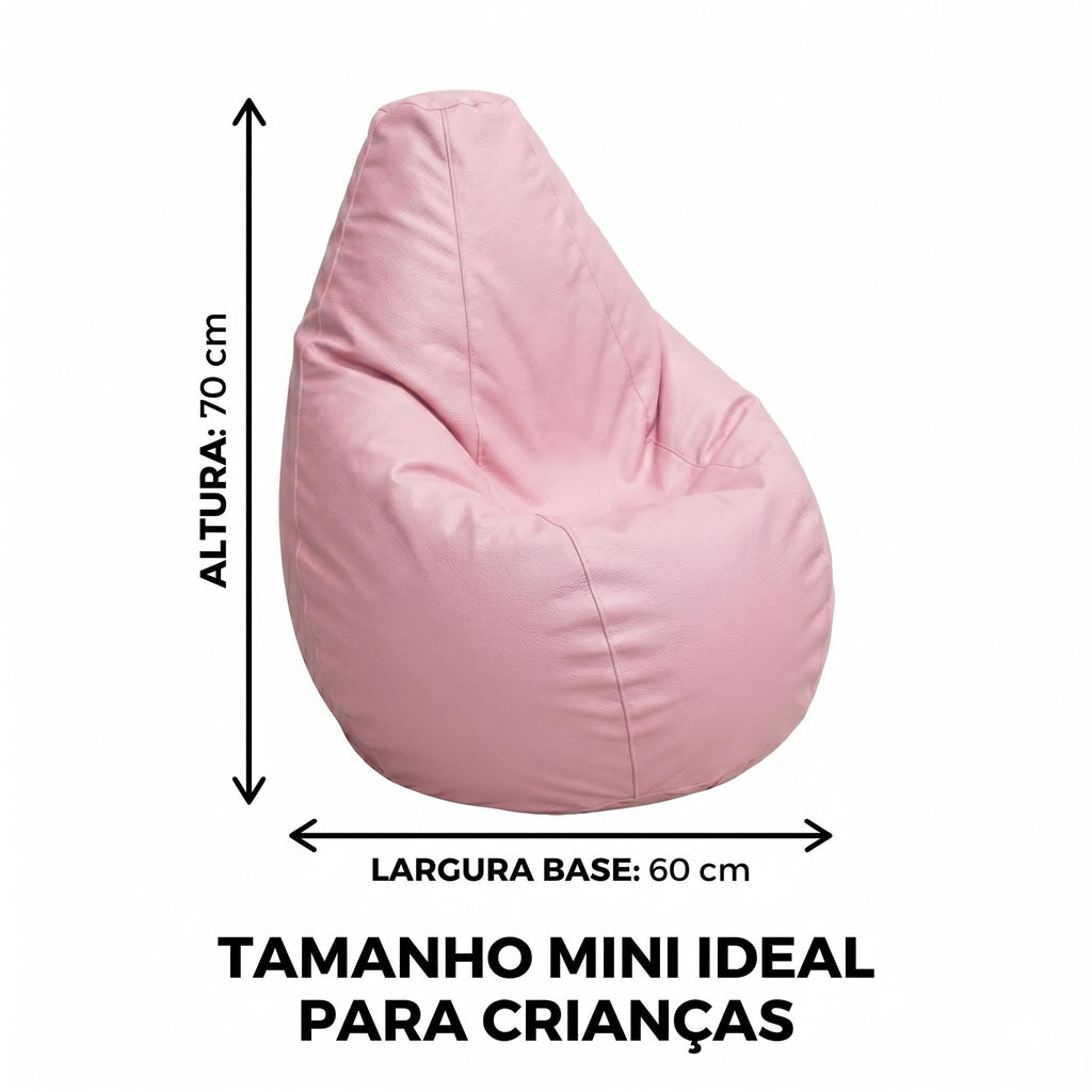Puff Mini Pêra Infantil em Courino com Enchimento Sala Quarto Gamer Escolas
