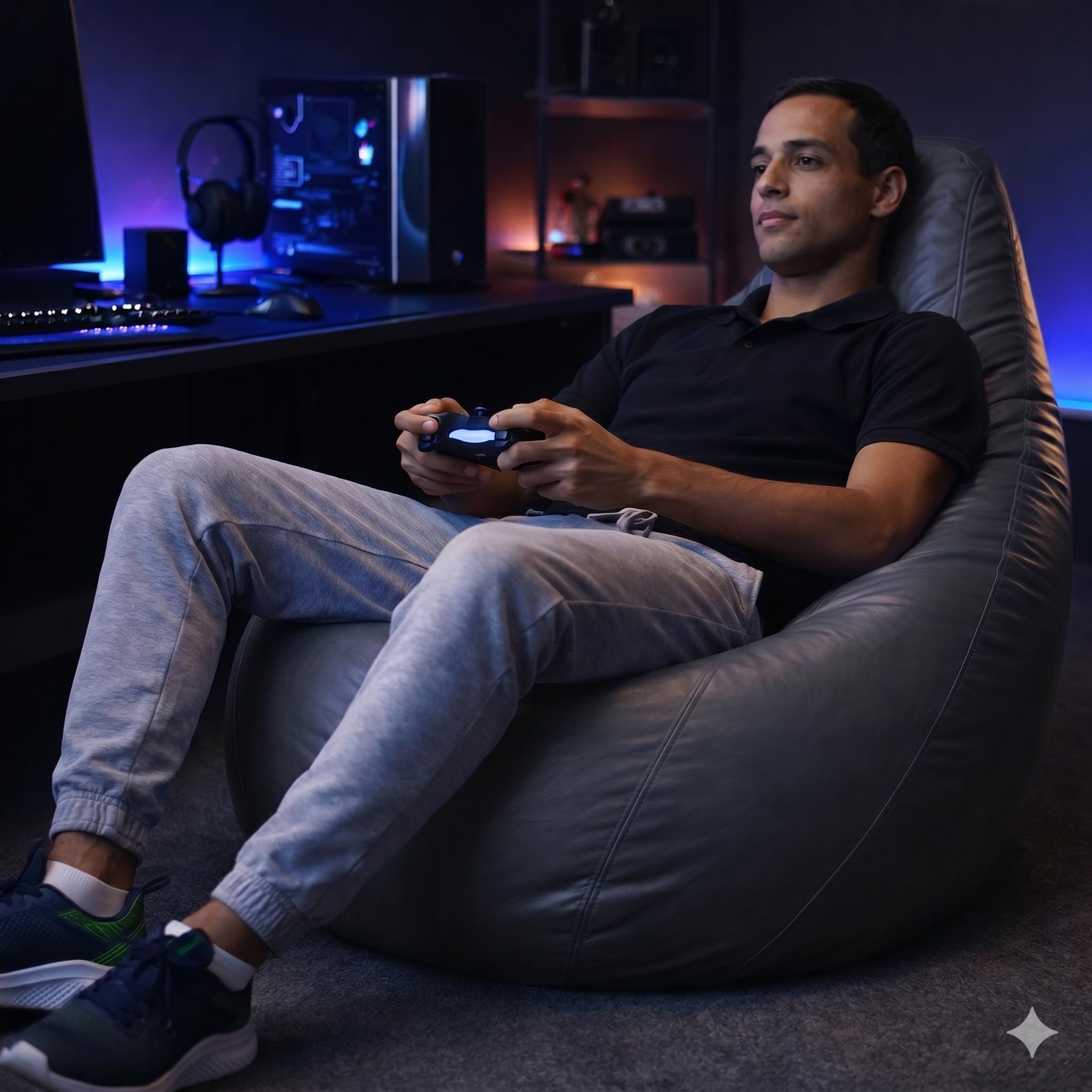Puff Pêra Grande em Courino com Enchimento Impermeável Sala, Quarto Gamer