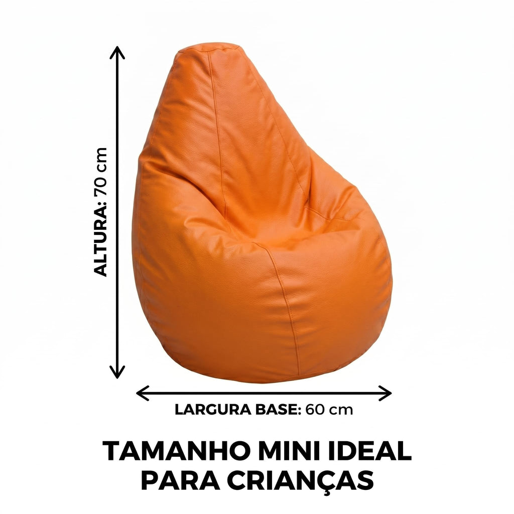 Puff Mini Pêra Infantil em Courino com Enchimento Sala Quarto Gamer Escolas