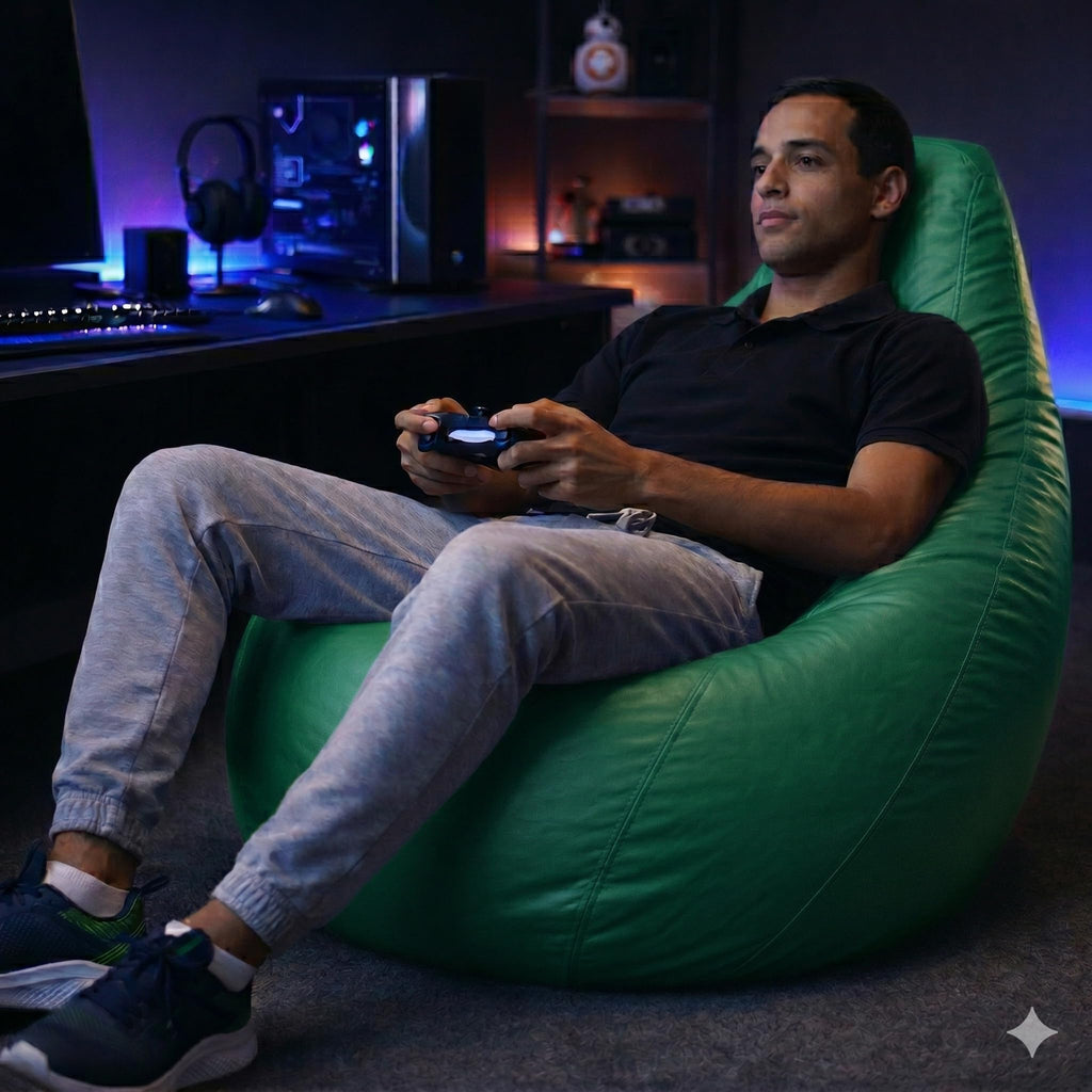 Puff Pêra Grande em Courino com Enchimento Impermeável Sala, Quarto Gamer