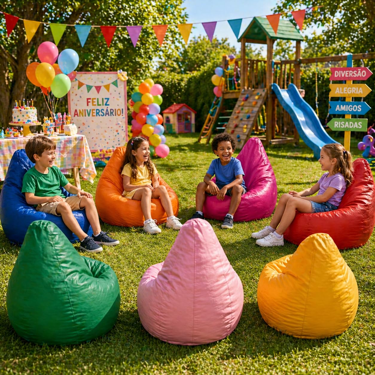 Puff Mini Pêra Infantil em Courino com Enchimento Sala Quarto Gamer Escolas