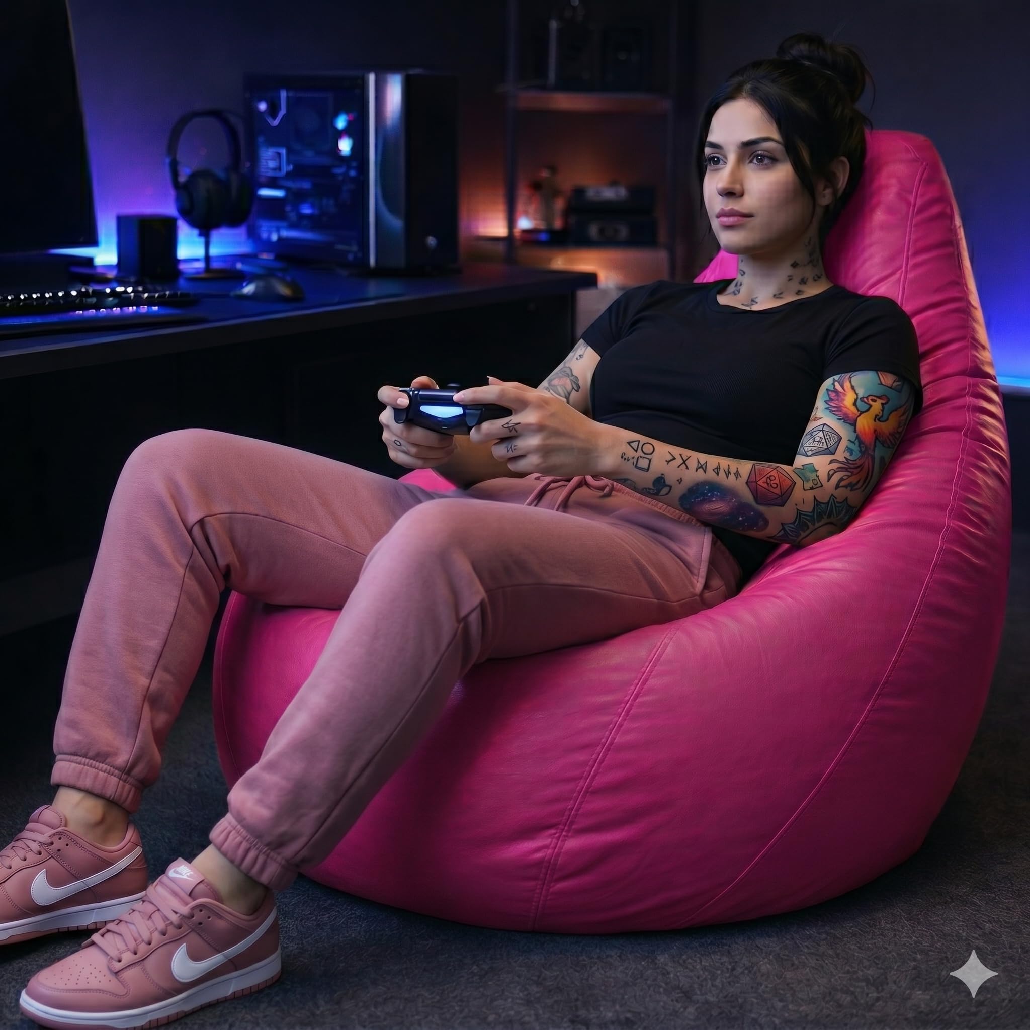 Puff Pêra Grande em Courino com Enchimento Impermeável Sala, Quarto Gamer