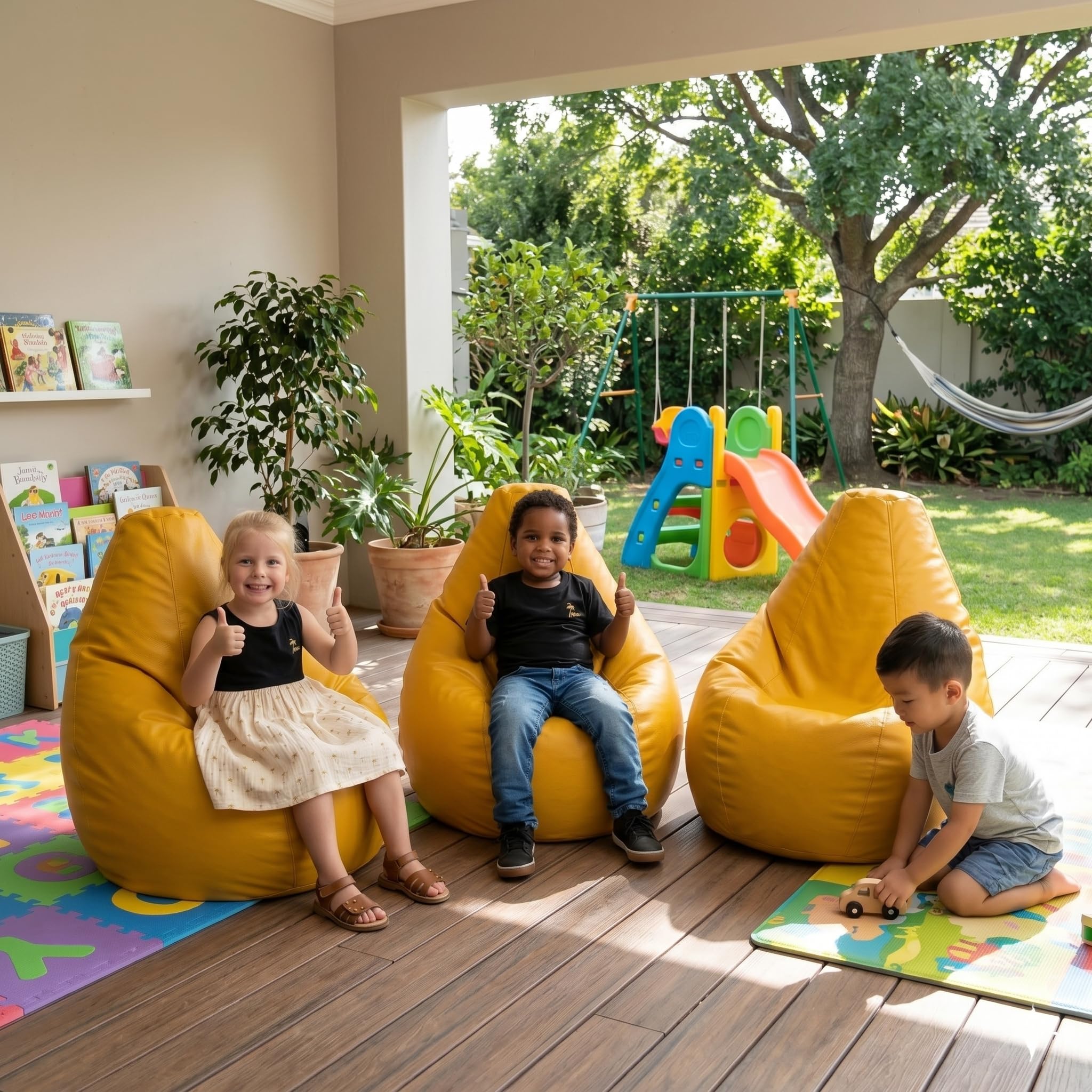 Puff Mini Pêra Infantil em Courino com Enchimento Sala Quarto Gamer Escolas