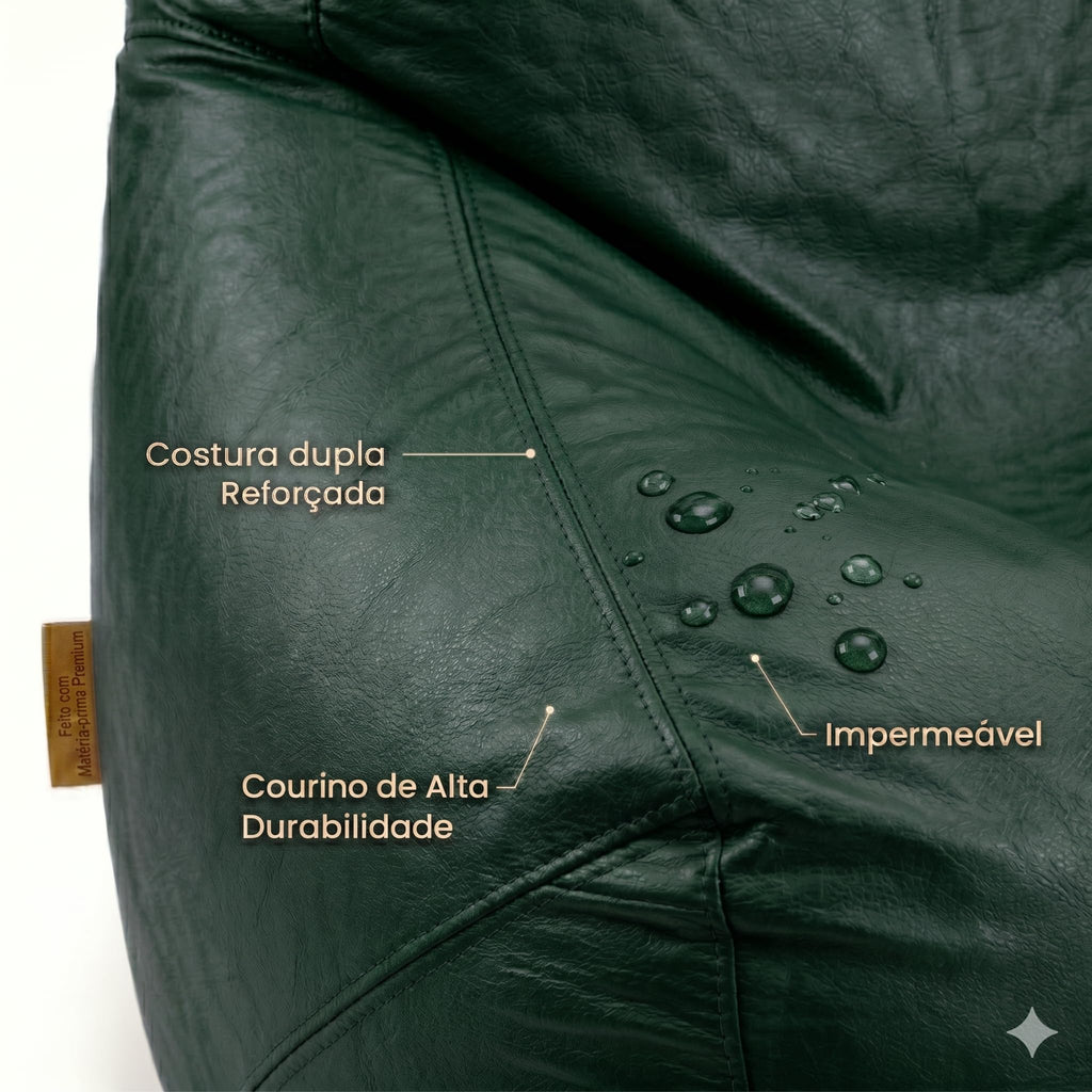 Puff Pêra Grande em Courino com Enchimento Impermeável Sala, Quarto Gamer