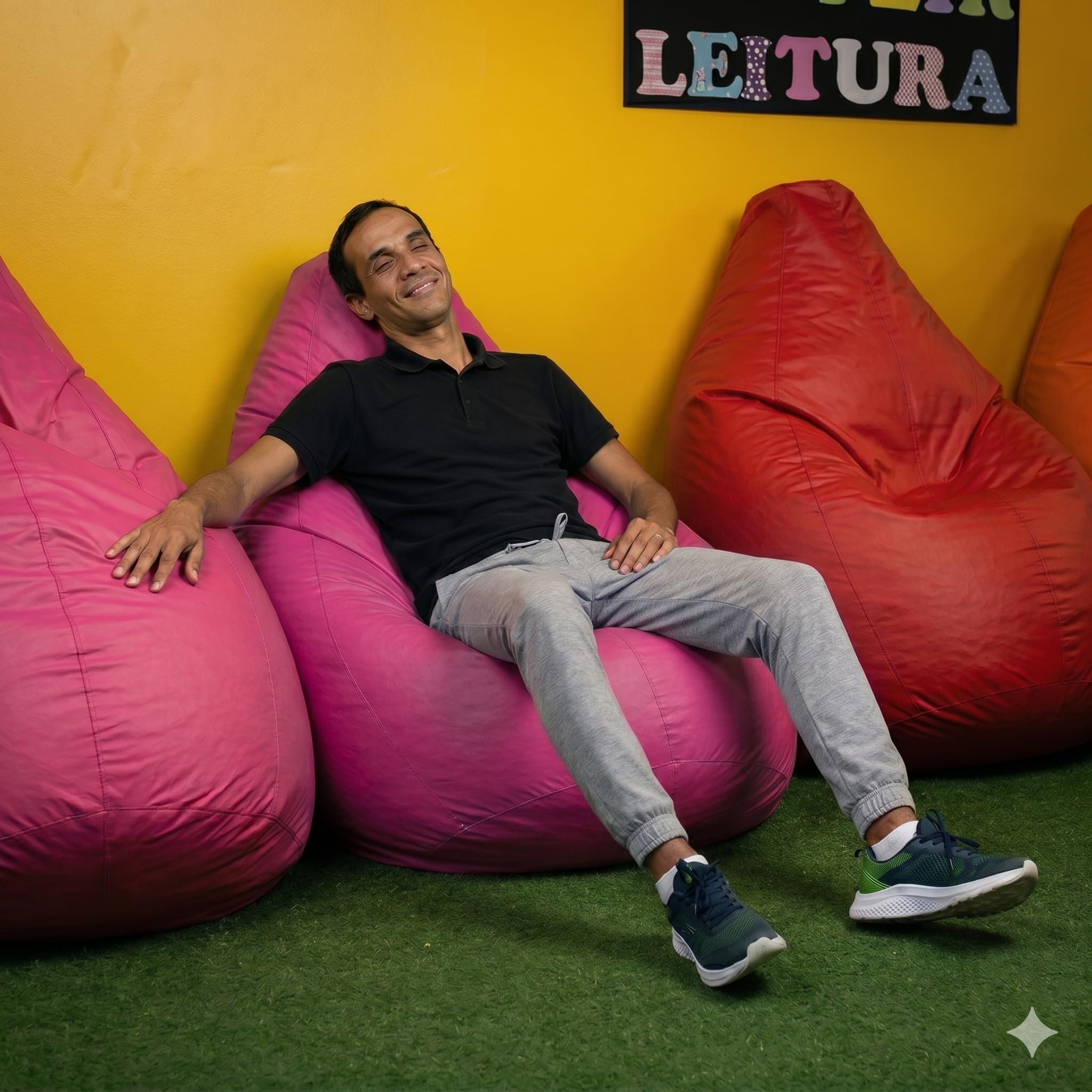 Puff Pêra Grande em Courino com Enchimento Impermeável Sala, Quarto Gamer